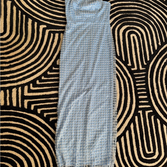 Perfectly Luxurious Light Blue Pearl Strapless Maxi Dress - Picture 4 of 5